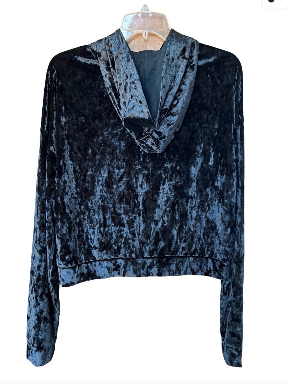 NWT Fabletics Black Crushed Velvet Full Zip Athletic Hoodie Jacket M MSRP $84.95